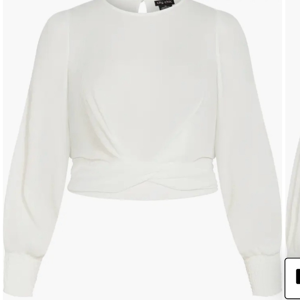 City Chic White Twist-Front Blouse
